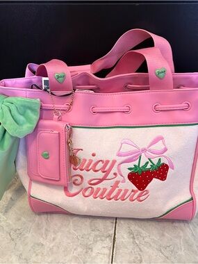 Juicy Couture Pink Strawberry Retro Daydreamer Tote Bag NWT